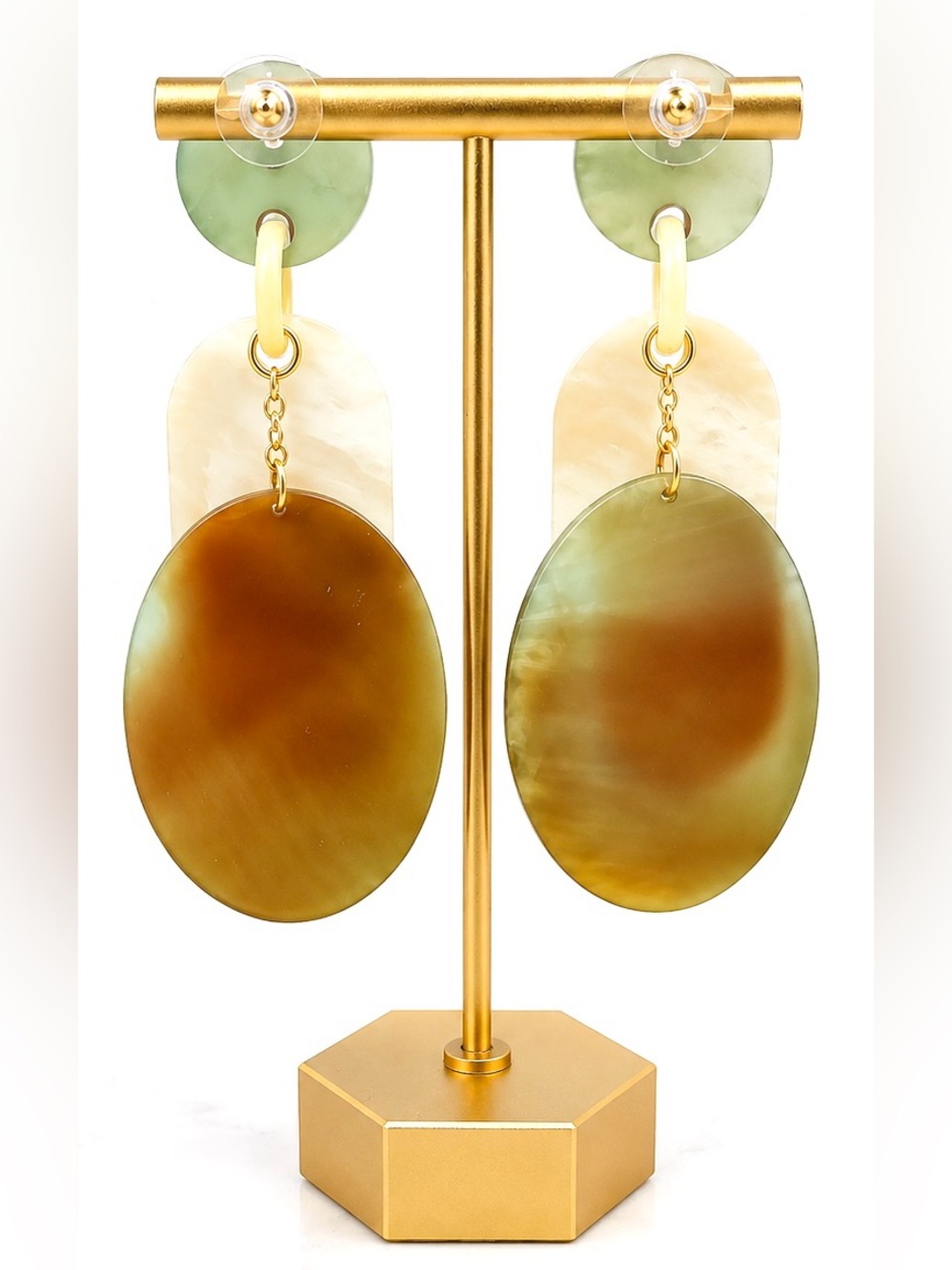 Oversized Oval-Shaped Acrylic Minimalist Statement Earrings - Picture 4 of 7